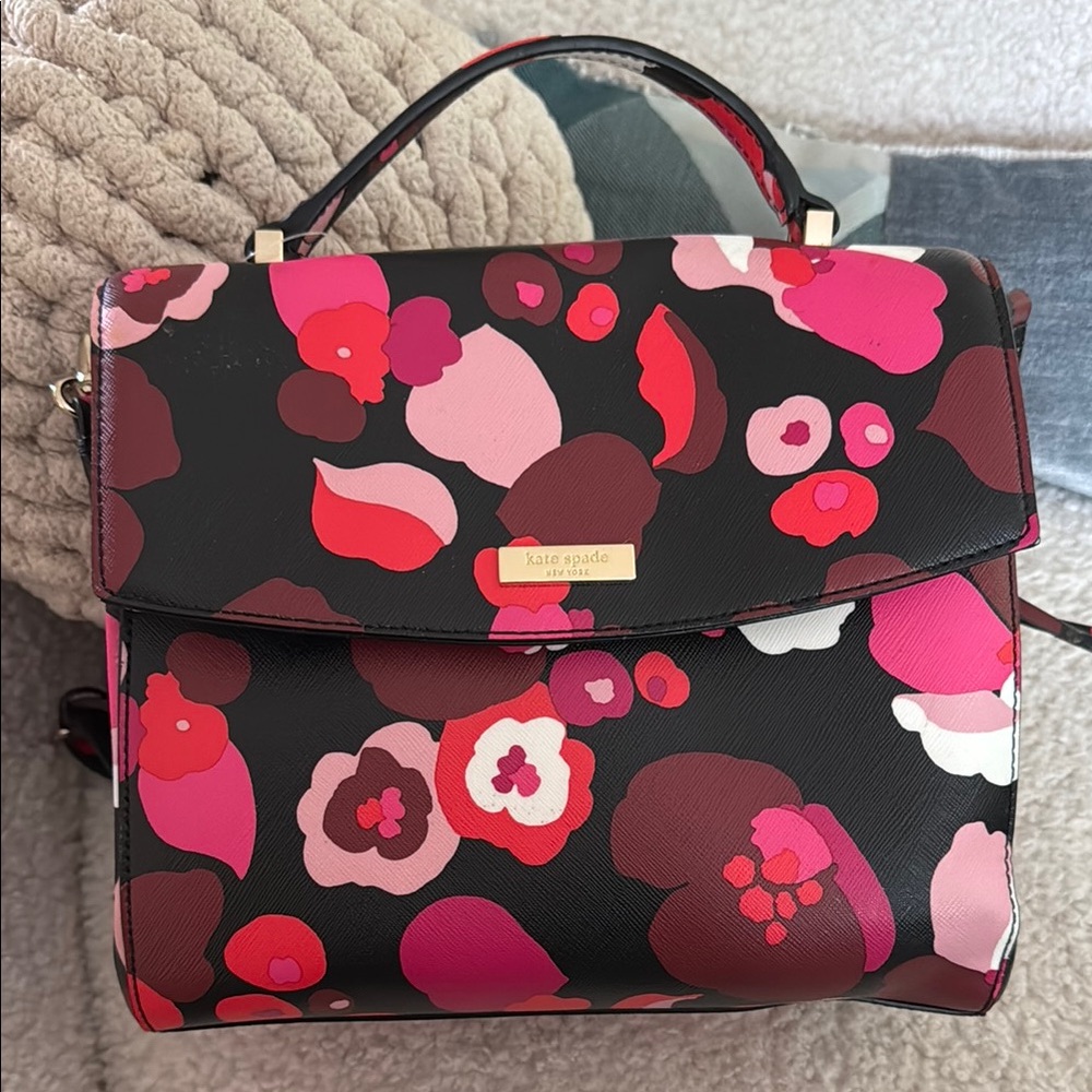 Kate Spade Black and Pink Floral Satchel
